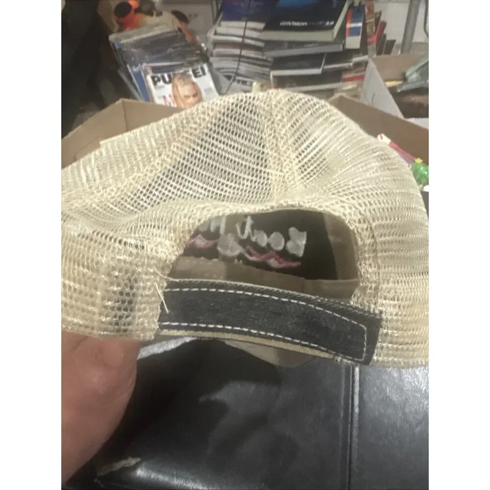 KATYDID Boat Hair Don’t Care Distressed Trucker Hat Black Tan Cap Mesh